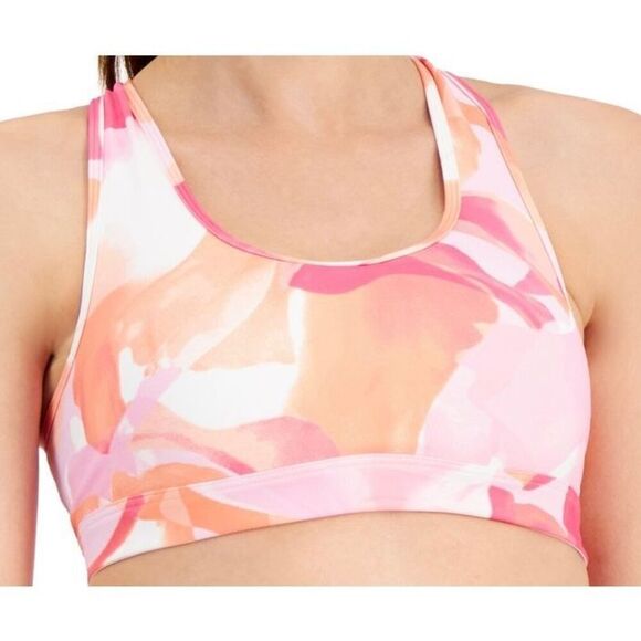 IDEOLOGY Intimates Pink Crossover Back Removable Cups Medium Impact Sports Bra X - Picture 1 of 4